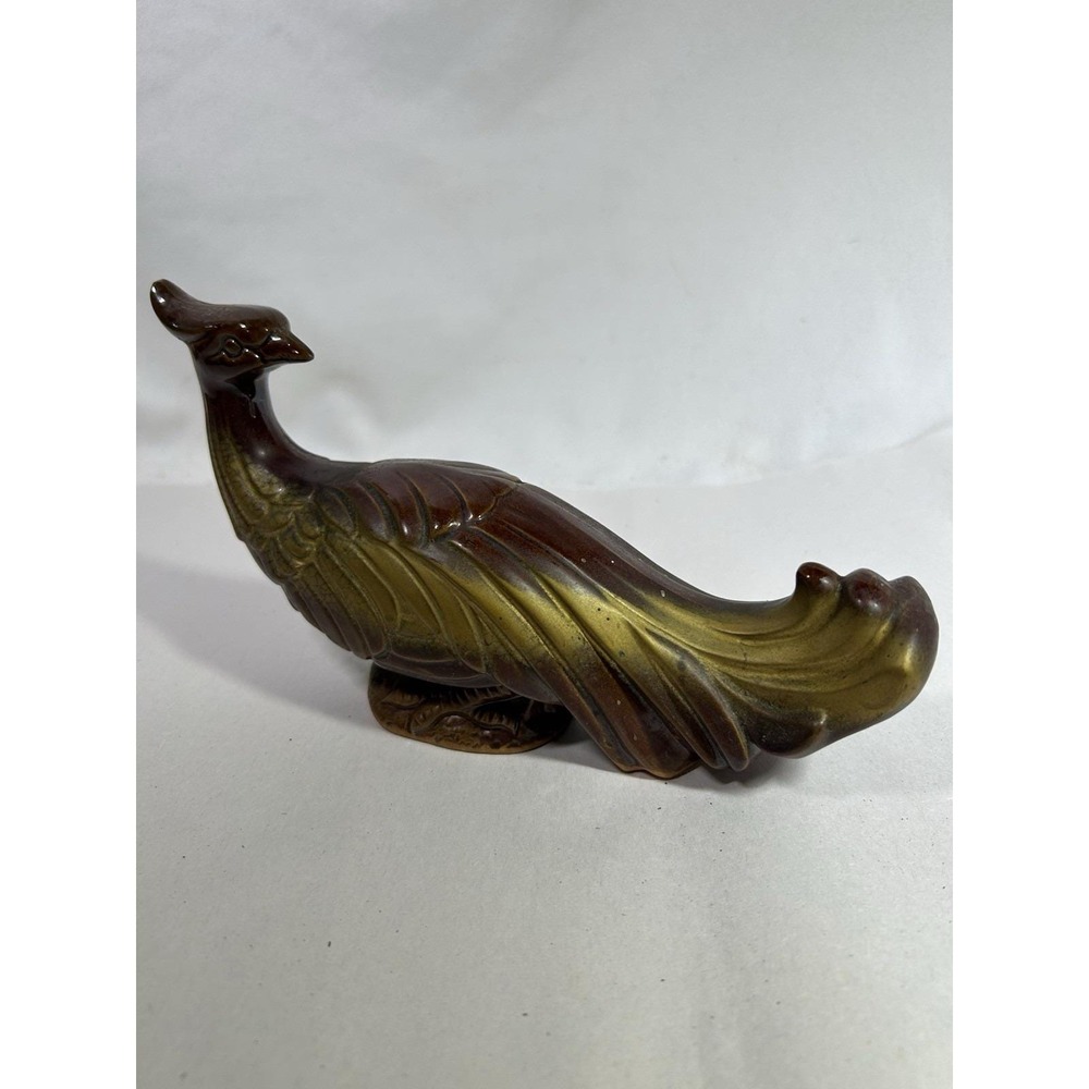 Vintage Rockingham Ware Brown Pheasant Peacock Figurine Figure Collectible Bird